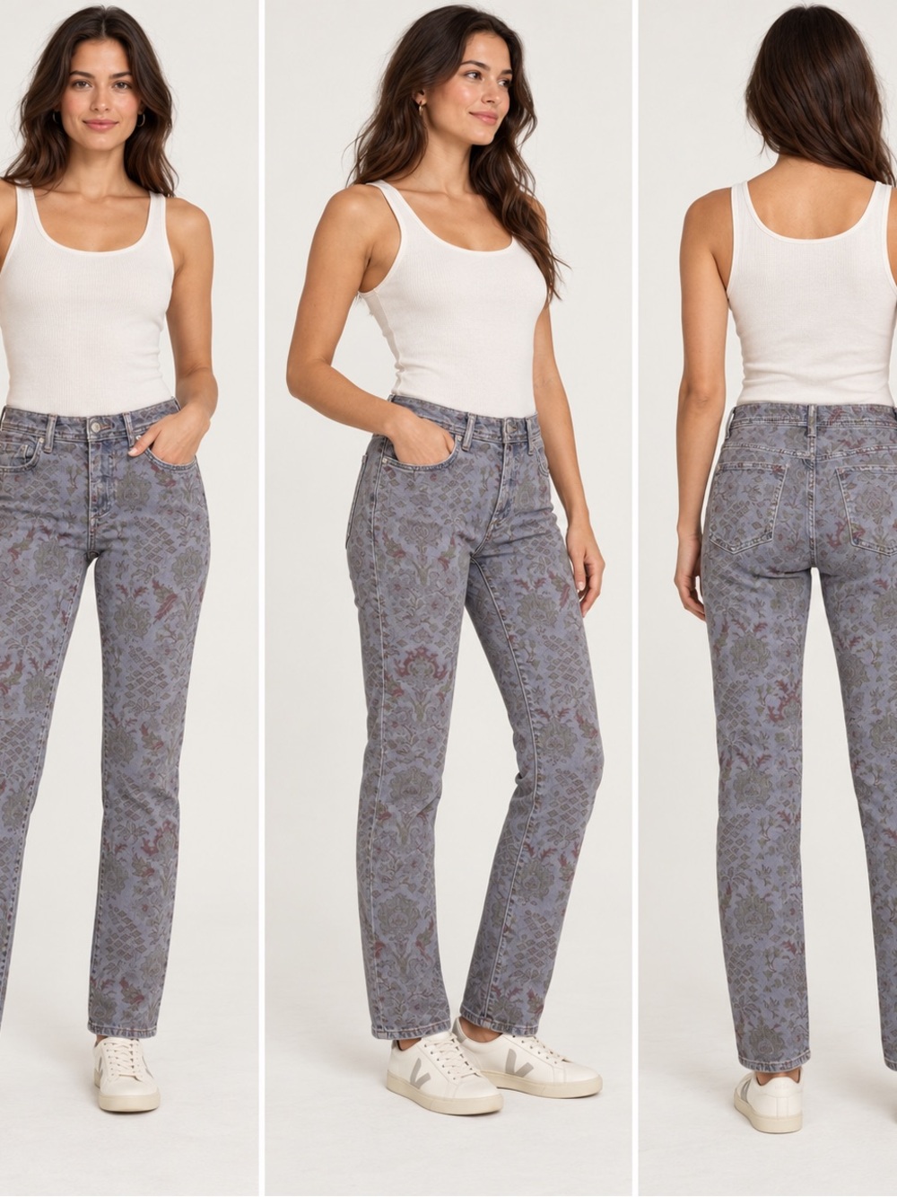 Pilcro Anthropologie Jeans Size 26 Floral Tapestry Print Straight Leg Denim